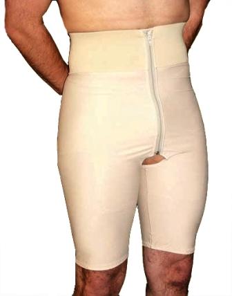 The Male Girdle is specifically designed to provide optimal compression in  the lower abdomen area. The front zipper is protected with an inner safety  flap and completely out of the way of